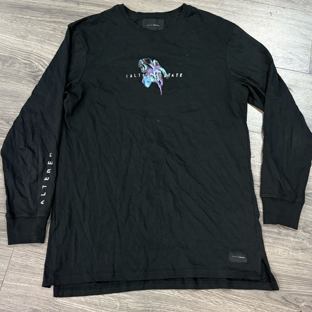 Among equals Black Long Sleeve Tee with Graphic